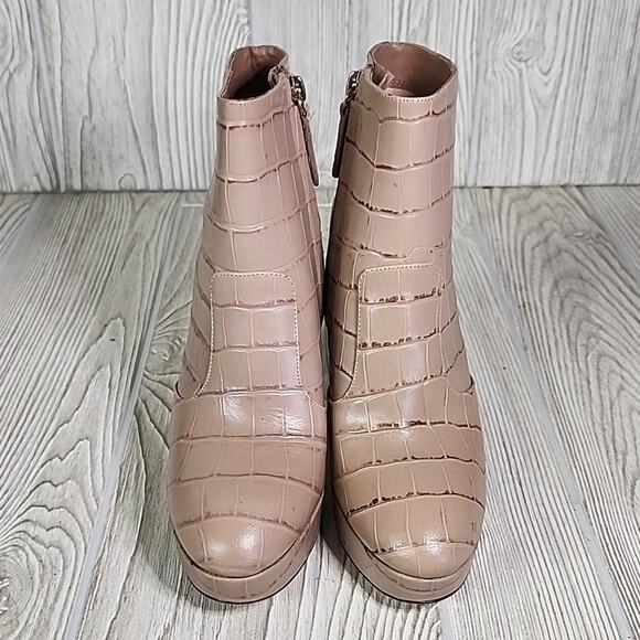 Kate Spade Barrett Croc Embossed Leather Platform Ankle Boots Womens 5.5 NEW - Picture 3 of 16